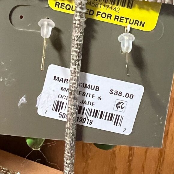 NWT Barse Genuine Stones Margarita Green Lime Magnesite Golden Drop Earrings - Picture 7 of 8